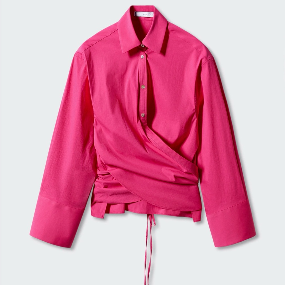 Mango Pink Wrap Shirt with Tie Knot NEW WITH TAGS